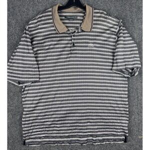 Nike Polo Shirt Mens XL Brown Geometric AOP Golf Made in Italy 100% Cotton